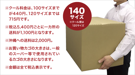 120サイズ※クール料金は、100サイズまでが330円、120サイズまでは660円となります。